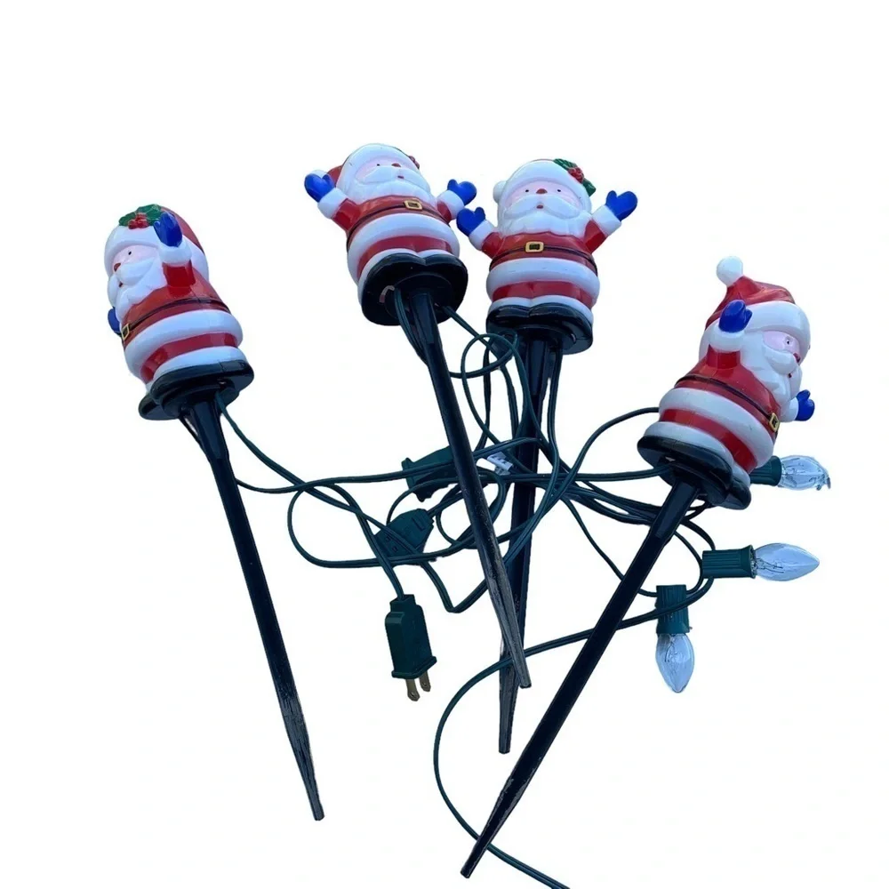 Santa Christmas Lights on Stakes